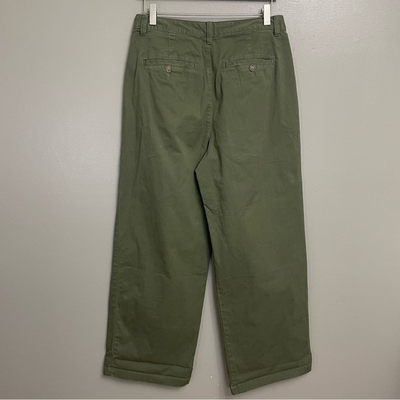 Gap Pants Womens 8 Pleated Wide Leg Khaki Olive Green Boho Hipster - Picture 13 of 13